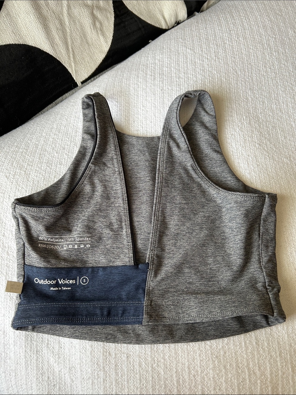 Outdoor Voices Heather Gray Zip-Front Racerback Sports Bra